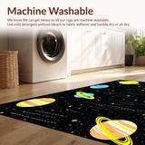 Ultra Soft Area Rug, Non Slip, Stain Resistant, Washable Area Rugs for Living Room, Bedroom, Stellar Whimsical Planetary Theme(Yellow)
