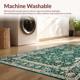 Ultra Soft Area Rug, Non Slip, Stain Resistant, Washable Area Rugs for Living Room, Bedroom, Eclectic Vintage Floral Arrangement(Green)