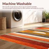 Ultra Soft Area Rug, Non Slip, Stain Resistant, Washable Area Rugs for Living Room, Bedroom, Bold Contemporary Curvilinear Style(Orange)