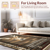 Ultra Soft Area Rug, Non Slip, Stain Resistant, Washable Area Rugs for Living Room, Bedroom, Modern Rustic Wildlife Themed Decor(Brown)