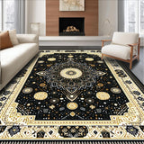 Ultra Soft Area Rug, Non Slip, Stain Resistant, Washable Area Rugs for Living Room, Bedroom, Rustic Textured Circular Decorative Piece(Black)