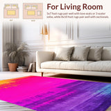 Ultra Soft Area Rug, Non Slip, Stain Resistant, Washable Area Rugs for Living Room, Bedroom, Vibrant Tie-Dye Playful Aesthetic(Pink)