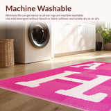 Ultra Soft Area Rug, Non Slip, Stain Resistant, Washable Area Rugs for Living Room, Bedroom, Cute Alphabetic Circle Aesthetic(Pink)