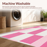 Ultra Soft Area Rug, Non Slip, Stain Resistant, Washable Area Rugs for Living Room, Bedroom, Fun Geometric Learning Pattern(Pink)