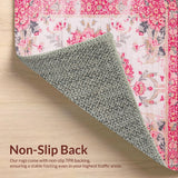 Ultra Soft Area Rug, Non Slip, Stain Resistant, Washable Area Rugs for Living Room, Bedroom, Delicate Romantic Rose Motif(Pink)