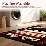 Ultra Soft Area Rug, Non Slip, Stain Resistant, Washable Area Rugs for Living Room, Bedroom, Rustic Wildlife Nature Motif(Red)