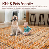 Ultra Soft Area Rug, Non Slip, Stain Resistant, Washable Area Rugs for Living Room, Bedroom, Textured Earthy Braided Aesthetic(Orange)