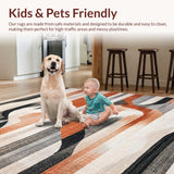 Ultra Soft Area Rug, Non Slip, Stain Resistant, Washable Area Rugs for Living Room, Bedroom, Wave Rider Area Rug Graphic Design(Gray)