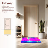 Ultra Soft Area Rug, Non Slip, Stain Resistant, Washable Area Rugs for Living Room, Bedroom, Playful Rainbow Eclectic Composition(Pink)