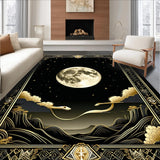 Ultra Soft Area Rug, Non Slip, Stain Resistant, Washable Area Rugs for Living Room, Bedroom, Dramatic Gothic Symbolic Decor(Gold)
