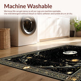 Ultra Soft Area Rug, Non Slip, Stain Resistant, Washable Area Rugs for Living Room, Bedroom, Dark Romantic Celestial Motif(Black)