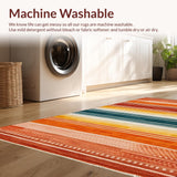Ultra Soft Area Rug, Non Slip, Stain Resistant, Washable Area Rugs for Living Room, Bedroom, Vibrant Abstract Rainbow Design(Orange)