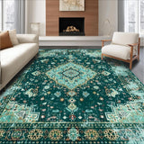 Ultra Soft Area Rug, Non Slip, Stain Resistant, Washable Area Rugs for Living Room, Bedroom, Artistic Vintage Distressed Appeal(Blue)