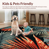 Ultra Soft Area Rug, Non Slip, Stain Resistant, Washable Area Rugs for Living Room, Bedroom, Elegant Vintage Floral Fusion(Red)