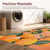 Ultra Soft Area Rug, Non Slip, Stain Resistant, Washable Area Rugs for Living Room, Bedroom, Blush Area Rug Featuring Bright Peach and Vivid Green Pattern(Orange)
