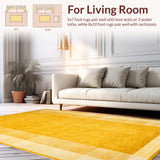 Ultra Soft Area Rug, Non Slip, Stain Resistant, Washable Area Rugs for Living Room, Bedroom, Sleek Contemporary Warm Palette(Gold)