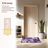 Ultra Soft Area Rug, Non Slip, Stain Resistant, Washable Area Rugs for Living Room, Bedroom, Stylish Lattice Patterned Elegance(Purple)