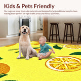 Ultra Soft Area Rug, Non Slip, Stain Resistant, Washable Area Rugs for Living Room, Bedroom, Artistic Citrus Burst Design(Yellow)