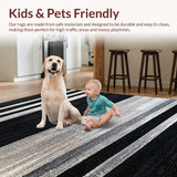 Ultra Soft Area Rug, Non Slip, Stain Resistant, Washable Area Rugs for Living Room, Bedroom, Bold Monochrome Striped Area Rug for Versatile Decor Accents(Black)