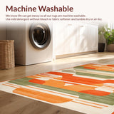 Ultra Soft Area Rug, Non Slip, Stain Resistant, Washable Area Rugs for Living Room, Bedroom, Elegant Earthy Geometric Fusion(Orange)