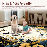 Ultra Soft Area Rug, Non Slip, Stain Resistant, Washable Area Rugs for Living Room, Bedroom, Rustic Earthy Bug Decor(Gold)