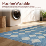 Ultra Soft Area Rug, Non Slip, Stain Resistant, Washable Area Rugs for Living Room, Bedroom, Stylish Distressed Artful Texture(Blue)