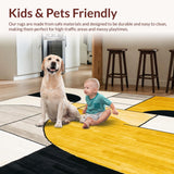 Geometric Minimalism Beige Black Yellow Abstract Bathroom Mat(Yellow)