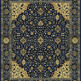 Ultra Soft Area Rug, Non Slip, Stain Resistant, Washable Area Rugs for Living Room, Bedroom, Chic Gold and White Lattice Pattern(Blue)