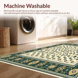 Ultra Soft Area Rug, Non Slip, Stain Resistant, Washable Area Rugs for Living Room, Bedroom, Modern Style Tribal Beige with Ornate Floral Motifs(Beige)