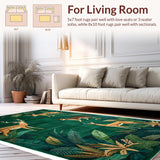 Ultra Soft Area Rug, Non Slip, Stain Resistant, Washable Area Rugs for Living Room, Bedroom, Chic Vintage Animal Aesthetic(Green)