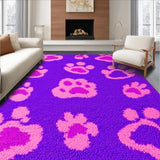 Ultra Soft Area Rug, Non Slip, Stain Resistant, Washable Area Rugs for Living Room, Bedroom, Playful Pastel Paw Motif Design(Purple)
