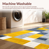 Ultra Soft Area Rug, Non Slip, Stain Resistant, Washable Area Rugs for Living Room, Bedroom, Chic Contemporary Lattice Design(Yellow)