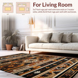 Ultra Soft Area Rug, Non Slip, Stain Resistant, Washable Area Rugs for Living Room, Bedroom, Vivid Abstract Ogee Pattern(Brown)