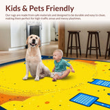 Ultra Soft Area Rug, Non Slip, Stain Resistant, Washable Area Rugs for Living Room, Bedroom, Stellar Fun Explorative Layout(Yellow)