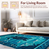 Ultra Soft Area Rug, Non Slip, Stain Resistant, Washable Area Rugs for Living Room, Bedroom, Serene Oceanic Teal Patterns(Blue)