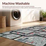 Ultra Soft Area Rug, Non Slip, Stain Resistant, Washable Area Rugs for Living Room, Bedroom, Interactive Urban Roadway Aesthetic(Gray)