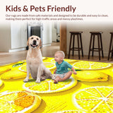 Ultra Soft Area Rug, Non Slip, Stain Resistant, Washable Area Rugs for Living Room, Bedroom, Whimsical Colorful Pattern Fusion(Yellow)