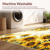 Ultra Soft Area Rug, Non Slip, Stain Resistant, Washable Area Rugs for Living Room, Bedroom, Artistic Sunflower Door Mat in Half Circle Shape for Welcoming Spaces(Yellow)