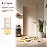 Ultra Soft Area Rug, Non Slip, Stain Resistant, Washable Area Rugs for Living Room, Bedroom, Orange Green White Blush Bright Area Rug Fruit Silhouette Design(Orange)