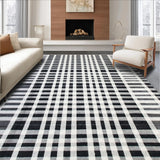 Ultra Soft Area Rug, Non Slip, Stain Resistant, Washable Area Rugs for Living Room, Bedroom, Modernist Dual-Shade Floor Covering with Geometric Striped Pattern(Black)