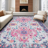 Ultra Soft Area Rug, Non Slip, Stain Resistant, Washable Area Rugs for Living Room, Bedroom, Chic Modern Tiled Aesthetic(White)