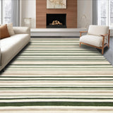 Ultra Soft Area Rug, Non Slip, Stain Resistant, Washable Area Rugs for Living Room, Bedroom, Red and Beige Olive Stripe Coastal Area(Ivory)