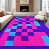Ultra Soft Area Rug, Non Slip, Stain Resistant, Washable Area Rugs for Living Room, Bedroom, Whimsical Colorful Tile Arrangement(Purple)
