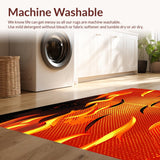 Ultra Soft Area Rug, Non Slip, Stain Resistant, Washable Area Rugs for Living Room, Bedroom, Dynamic Flame Abstract Artwork(Orange)