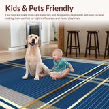 Ultra Soft Area Rug, Non Slip, Stain Resistant, Washable Area Rugs for Living Room, Bedroom, Scandinavian Modern Stripe(Blue)
