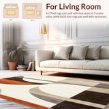Minimalist Brown and Beige Abstract Area with Linear Curved Motifs(Beige)