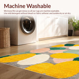 Ultra Soft Area Rug, Non Slip, Stain Resistant, Washable Area Rugs for Living Room, Bedroom, Lively Decorative Floral Arrangement(Yellow)
