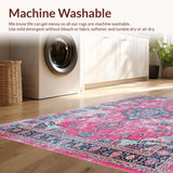 Ultra Soft Area Rug, Non Slip, Stain Resistant, Washable Area Rugs for Living Room, Bedroom, Charming Earthy Patterned Textiles(Pink)