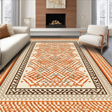 Ultra Soft Area Rug, Non Slip, Stain Resistant, Washable Area Rugs for Living Room, Bedroom, Warm Toned Tiled Aesthetic Piece(Orange)