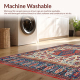 Ultra Soft Area Rug, Non Slip, Stain Resistant, Washable Area Rugs for Living Room, Bedroom, Natural Beige Jute Vintage Braided Style(Red)